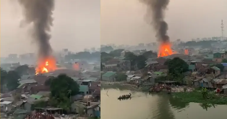 রাজধানীর কড়াইল বস্তিতে আগুন